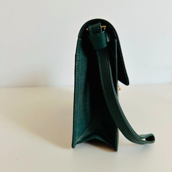 LOUIS VUITTON GREEN EPI LEATHER POCHETTE SELLIER DRAGONNE CLUTCH WRISTLET - Picture 3 of 16